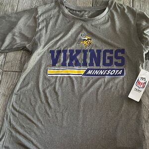 NFL Minnesota Vikings Youth Gray Graphic Tee with Purple and Gold Logo C345